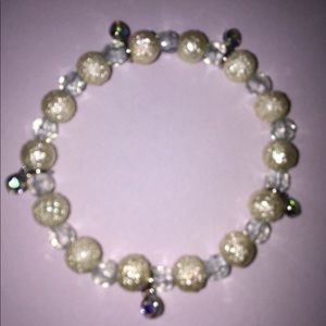 Handmade bracelet by me white bead and diamonds